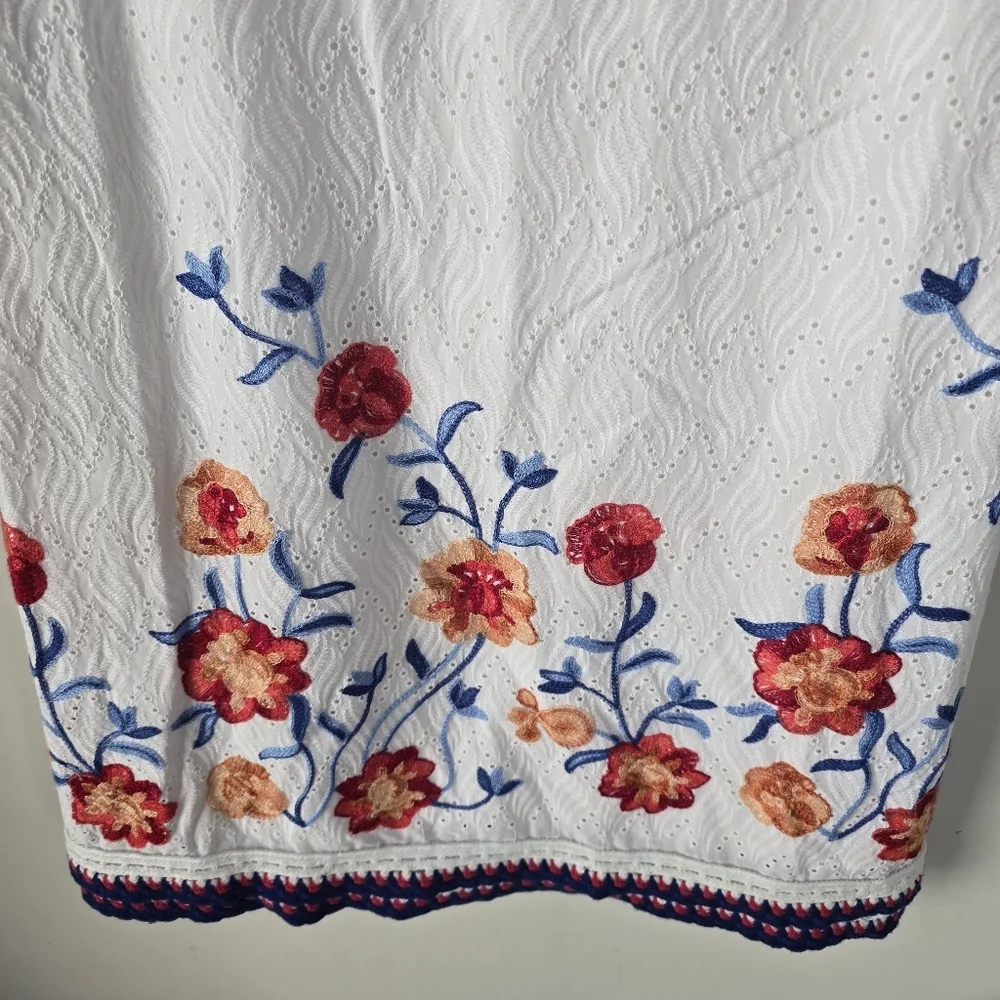 NWT Tahari ASL Floral Embroidered Trapeze Dress Size 6 Ivory Multi Square Neck - Picture 3 of 15